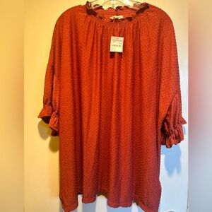 Made Well Women's Rust Top, 3X, Plus Size